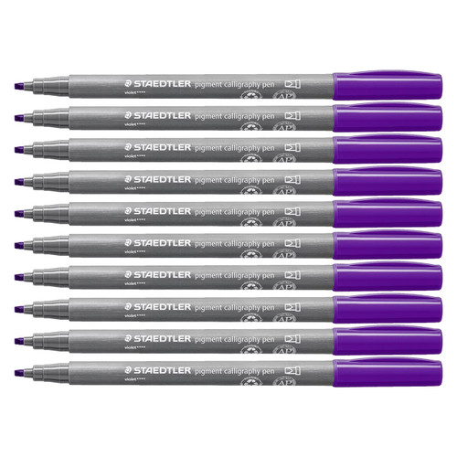 STAEDTLER Pigment Art 375 - Feutre Calligraphie Pointe 2 Mm Violet - Encre Pigmentée Résistante à La Lumière Et à L'Eau