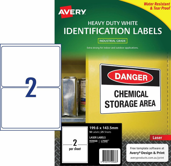 Avery 959068 Durable Heavy Duty Labels L7068 50 Pack 199 6 X 143 5 Mm 2up It S A Mega Thing