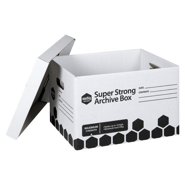 Marbig White Super Strong Archive Box Carton of 12