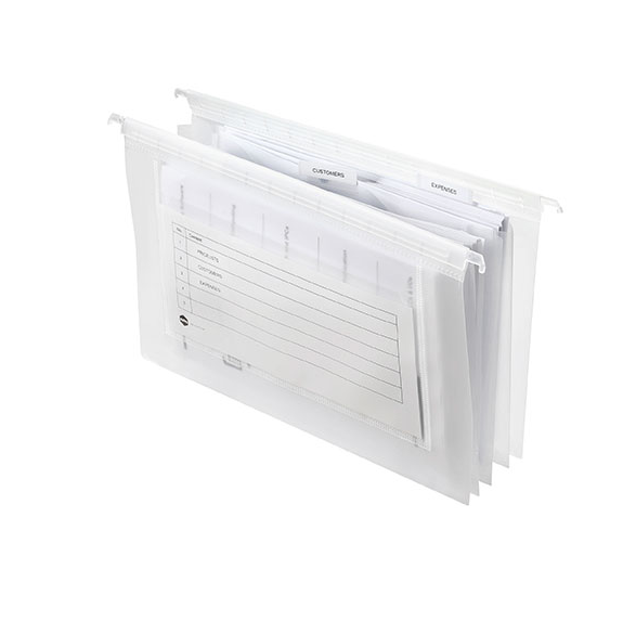 Marbig Expanding Suspension Files 3 Pockets with Tabs Clear Pack of 5