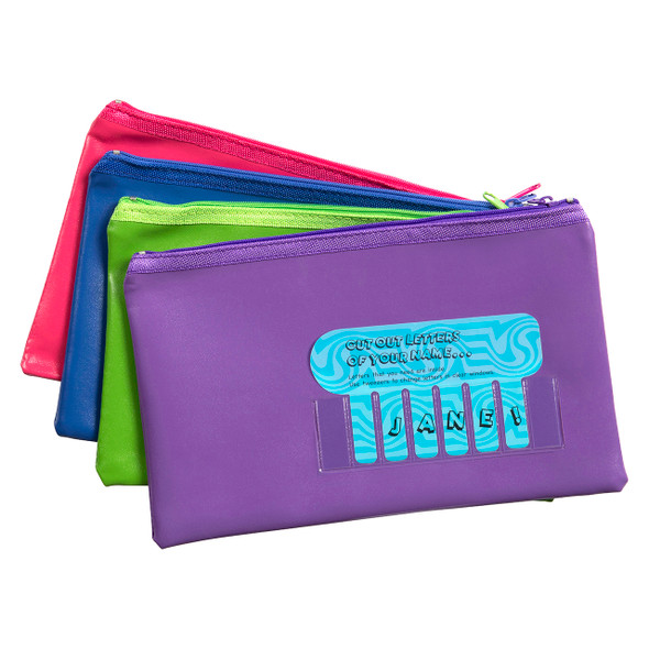 Marbig Pencil Case Name Small 225 x 140mm Summer Colours Assorted Box of 12