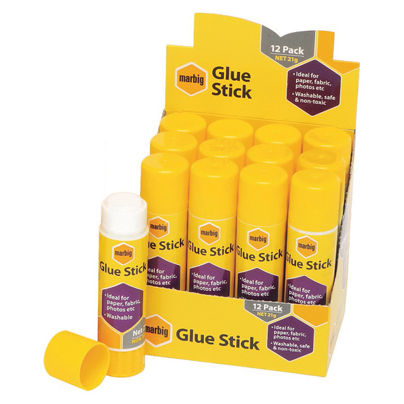 Marbig Glue Stick Display Unit 12 x 21g Clear