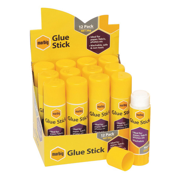 Marbig Glue Stick Display Unit 12 x 36g Clear