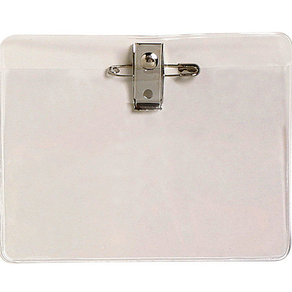 Rexel Card Holder Large 113 x 84mm with Pin and Clip Clear Pack of 10