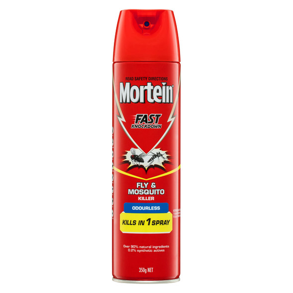 Mortein Fast Knockdown Fly and Mosquito Killer Odourless Spray 350g x 9