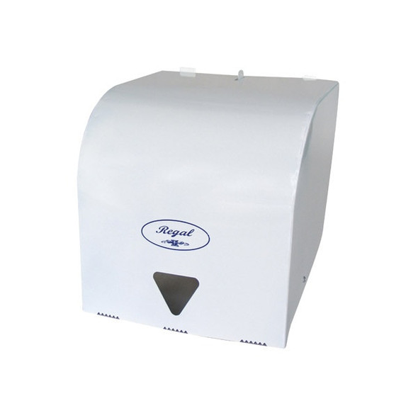 Regal Roll Towel Dispenser White CR Steel Front View Regal Roll Towel Dispenser White CR Steel Front View