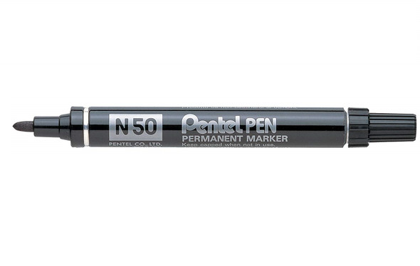 Pentel Permanent Marker N50 Bullet Point 1.5mm Black Box of 12