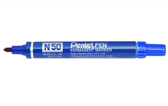 Pentel Permanent Marker N50 Bullet Point 1.5mm Blue Box of 12