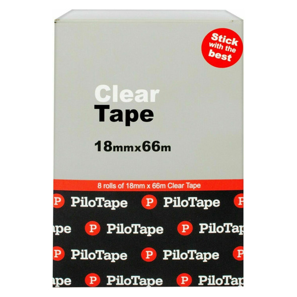 PiloTape Premium Stationery Clear Tape 18mm x 66m Box of 8