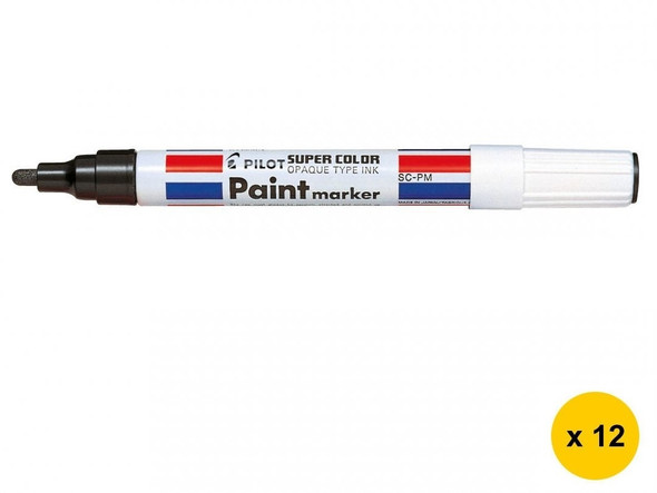 Pilot Super Colour Permanent Paint Marker Bullet Medium Black Box of 12