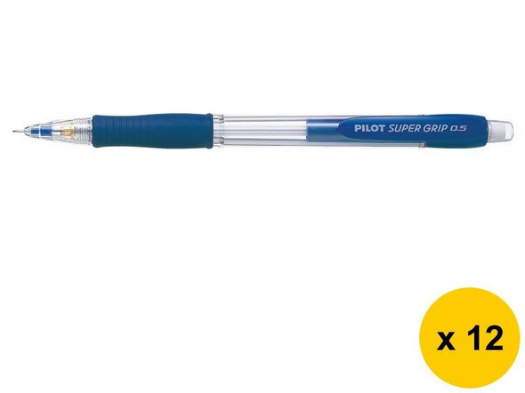 Pilot Super Grip Mechanical Pencil 0.5mm Lead Blue Barrel Box of 12