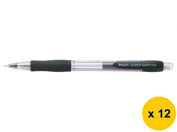 Pilot Super Grip Mechanical Pencil 0.5mm Lead Black Barrel Box of 12