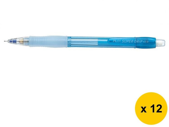 Pilot Super Grip Mechanical Pencil 0.5mm Lead Neon Blue Barrel Box of 12