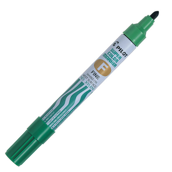 Pilot Super Colour Fine Green Permanent Marker Bullet Box of 12