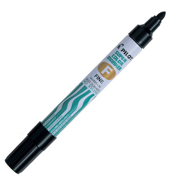 Pilot Super Colour Fine Black Permanent Marker Bullet Box of 12
