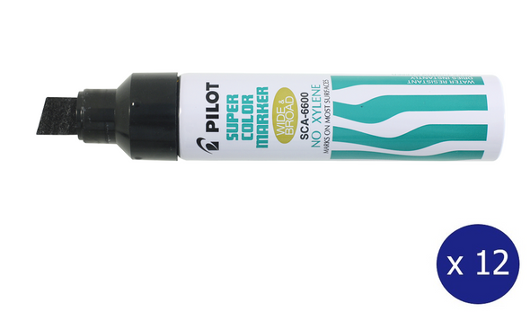 Pilot Super Colour Permanent Marker Chisel Jumbo Black Box of 12