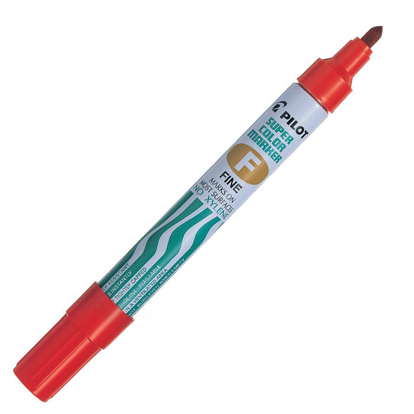 Pilot Super Colour Fine Red Permanent Marker Bullet Box of 12