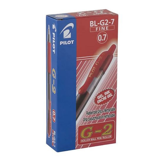 Pilot G-2 Retractable Gel Pen 0.7mm Red Box of 12