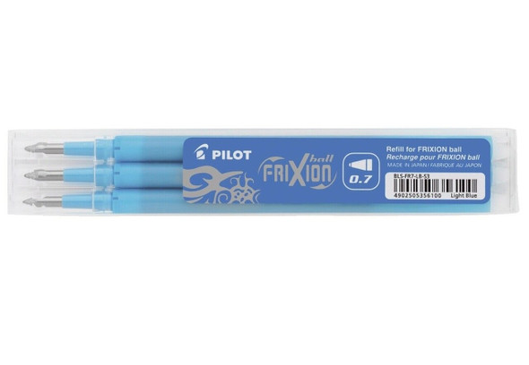 Pilot FriXion Ball Refill 0.7mm Light Blue Pack of 3