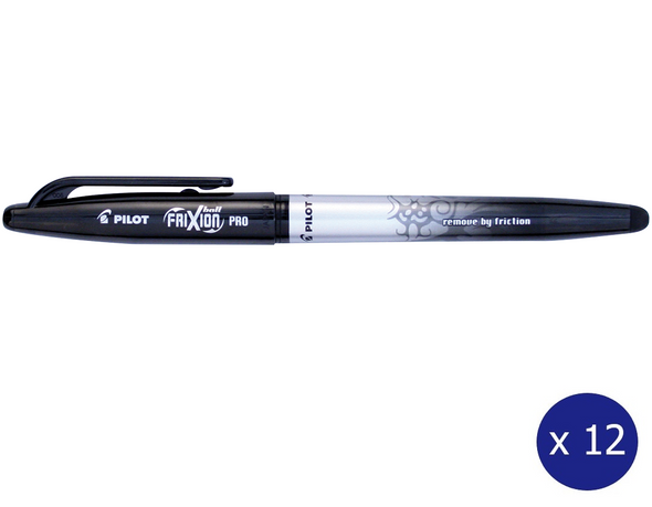 Pilot FriXion Ball Pro Erasable Gel Pen Fine Black Box of 12