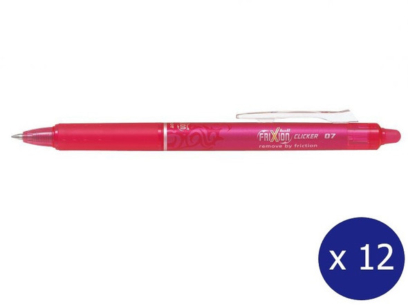Pilot blrt-fr7-p Frixion Clicker 0.7mm Retractable Erasable Gel Rollerball Pink Box 12 | It's A Mega Thing
