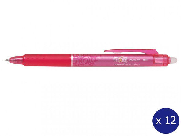 Pilot blrt-fr5-p Frixion Clicker 0.5mm Retractable Erasable Gel Rollerball Pink Box 12 | It's A Mega Thing