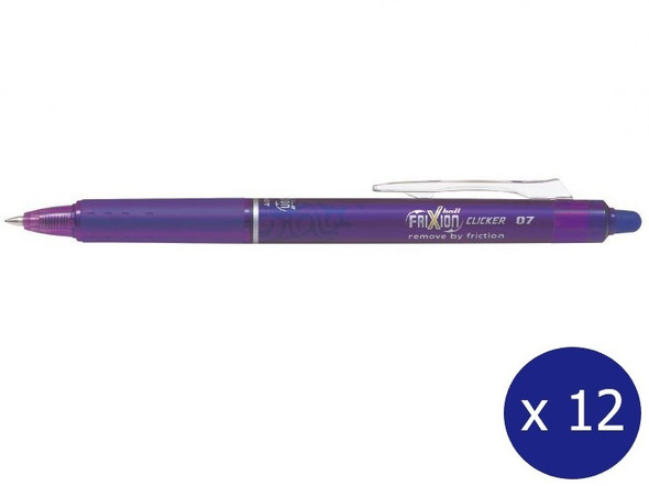 Pilot FriXion Clicker Erasable Retractable Gel Pen Fine Violet Box of 12