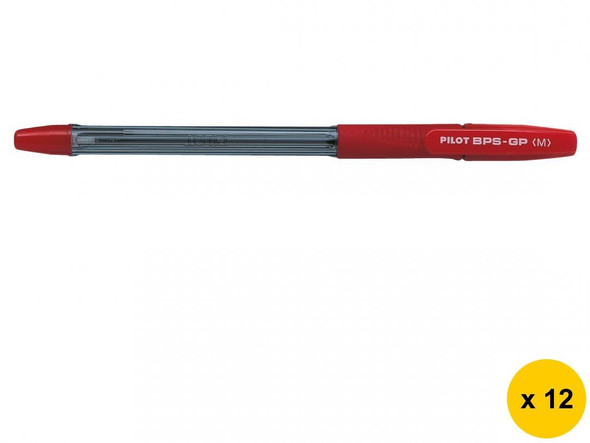 Pilot BPS-GP The Ballpoint Stick Grip Pen Medium Red Box of 12