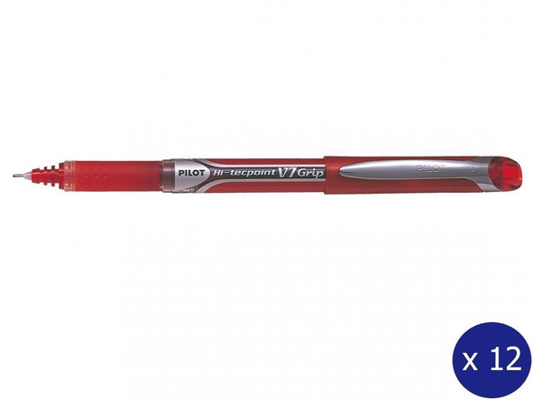 Pilot BXGPN-V7 Hi-Tecpoint Grip Rollerball Pen 0.7mm Red Box of 12