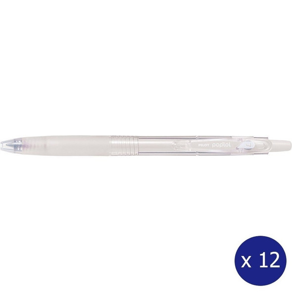 Pilot Poplol Retractable Gel Pen 0.7mm White Box of 12