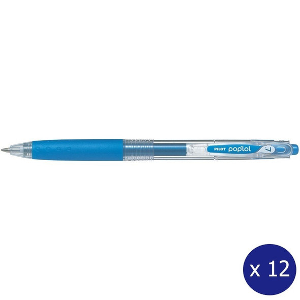 Pilot Poplol Retractable Gel Pen 0.7mm Metallic Blue Box of 12