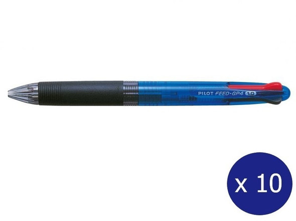 Pilot BegreeN Feed GP4 4 in 1 Retractable Ballpoint Pen Medium Blue Barrel Box of 10