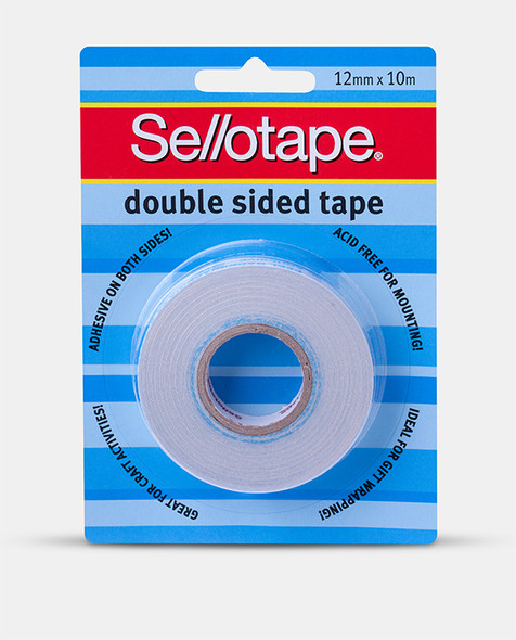Sellotape Double Sided Tape Roll 12mm x 10m Hangsell Pack of 10