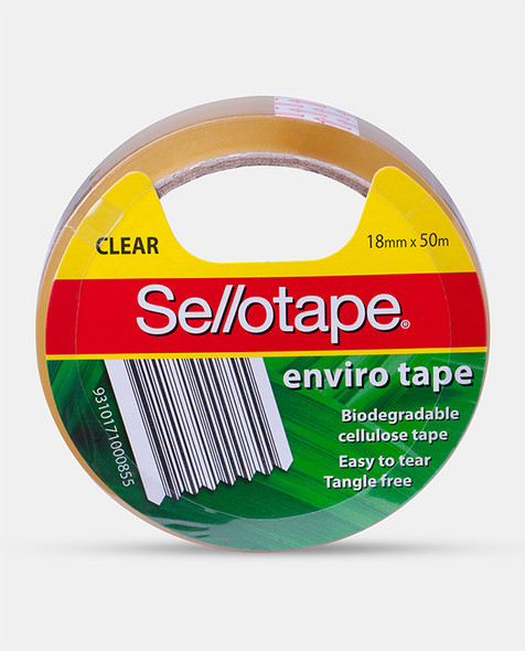Sellotape Enviro Tape Roll Large 18mm x 50m Clear Pack of 8