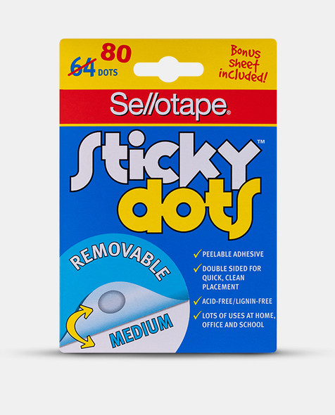 Sellotape Sticky Dots Removable Pack 80 Box of 12