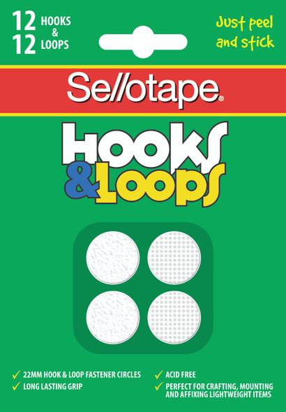 Sellotape Hook and Loop Pack of 125 Spots Set of 12
