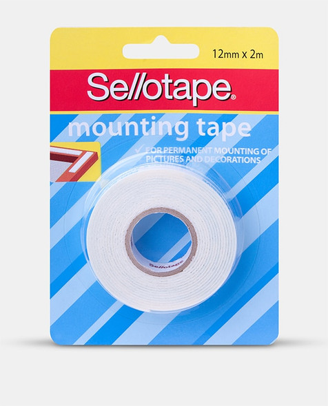 Sellotape Foam Mounting Tape Roll 12mm x 2m Pack of 6 Hangsell