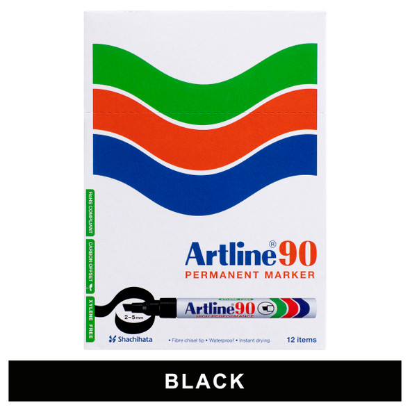 Artline 109001 90 Permanent Marker 5mm Chisel Nib Black Box 12 | Mega Office Supplies Artline 109001 90 Permanent Marker 5mm Chisel Nib Black Box 12 | Mega Office Supplies