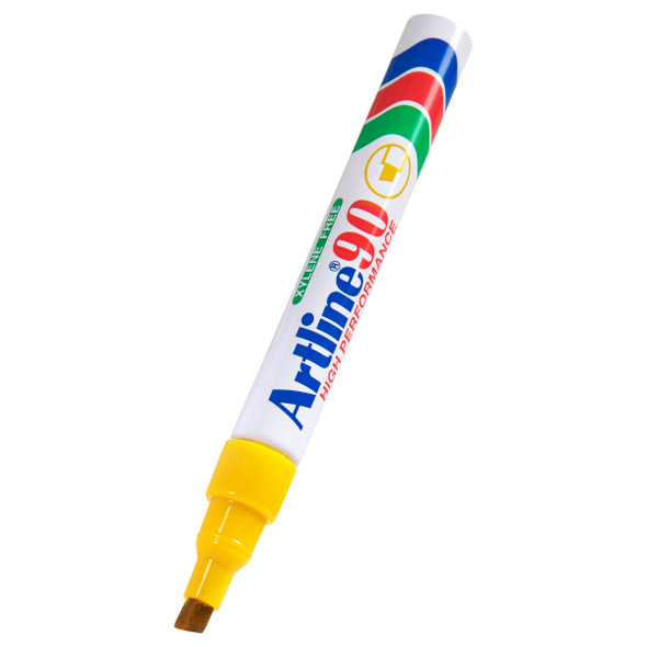 Artline 90 Permanent Marker 5mm Chisel Nib Yellow 109007 Box 12 | Mega Office Supplies
