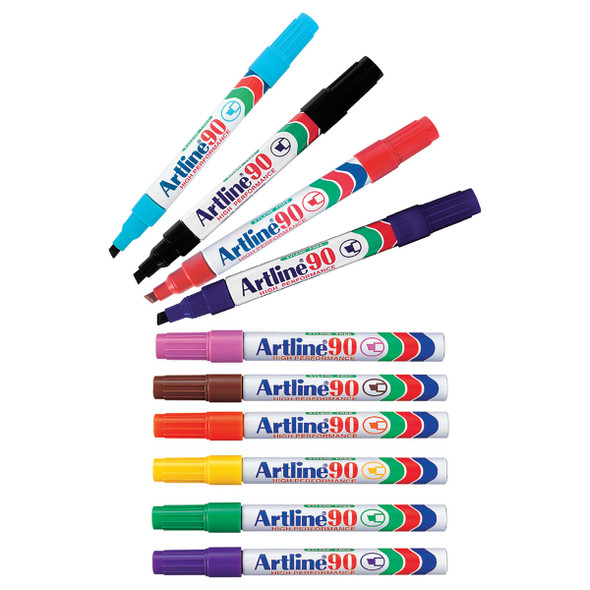 Artline Assorted 109041 90 Permanent Marker 5mm Chisel Nib Box 12 | Mega Office Supplies