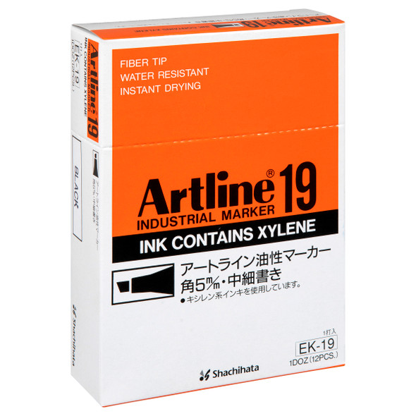Artline 19 Industrial Permanent Marker 5mm Chisel Nib Black 119001 Box 12 | Mega Office Supplies