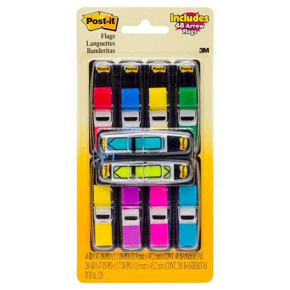 Post-it Mini Flags Assorted Sizes with Bonus Arrow Flags Value Pack 683-VAD1