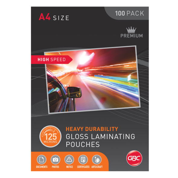 GBC Laminating Pouches A4 125 Micron Pack 100 High Speed