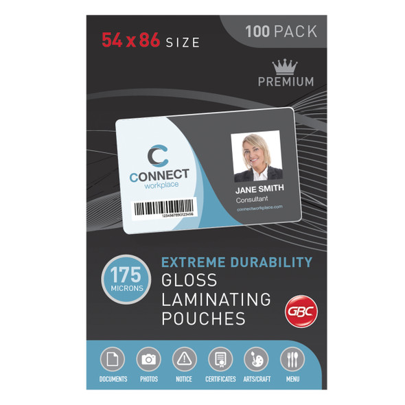 GBC Laminating Pouches 54 x 86mm 175 Micron Pack 100