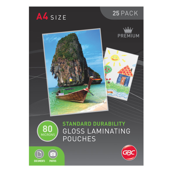 GBC Laminating Pouches A4 80 Micron Pack 25