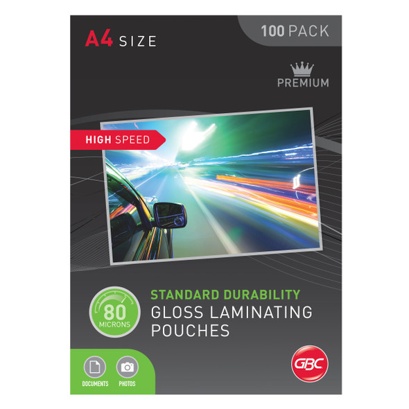 GBC Laminating Pouches A4 80 Micron Pack 100 High Speed