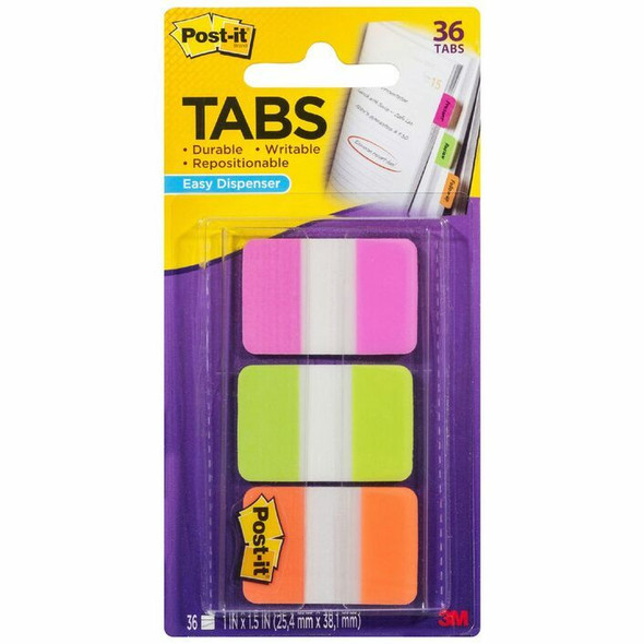 Post-it Durable Tabs Pink Green Orange 25 x 38mm 686-PGOT