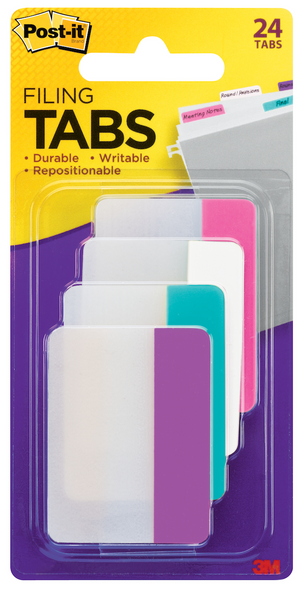 Post-it Durable Tabs Pink White Aqua Violet 50 x 38mm 686-PWAV