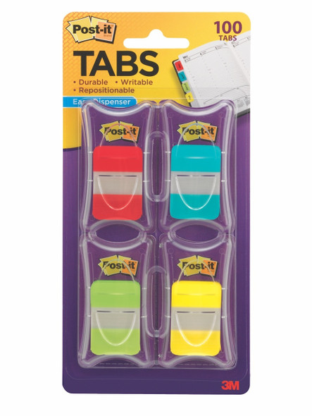 Post-it Durable Tabs Red Aqua Lime Yellow 25 x 38mm 686-RALY