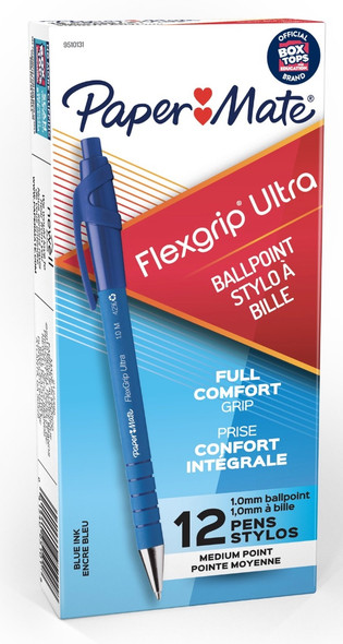 Papermate Flexgrip Ultra Retractable Ballpoint Pen Medium 1.0mm Blue Box of 12
